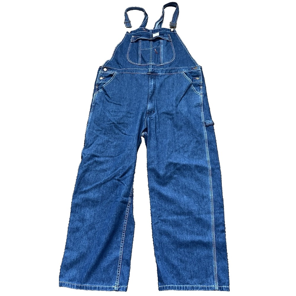 Hisea Denim Overall Mens Sz 42x30 Relaxed Fit work Dungarees Mechanic Workwear